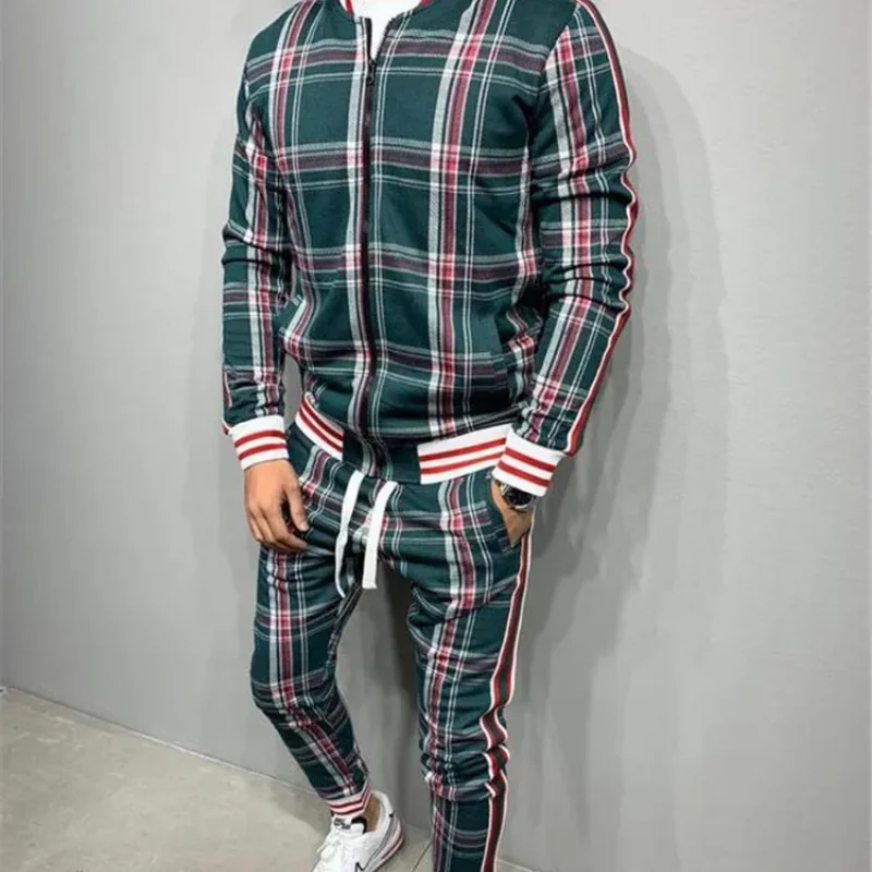 Plaid Printed Loose Suit Couple Clothes Fashion Tracksuit Grey Tracksuit Fullset Black Pink Faded Tracksuit Full Set Tracksuit