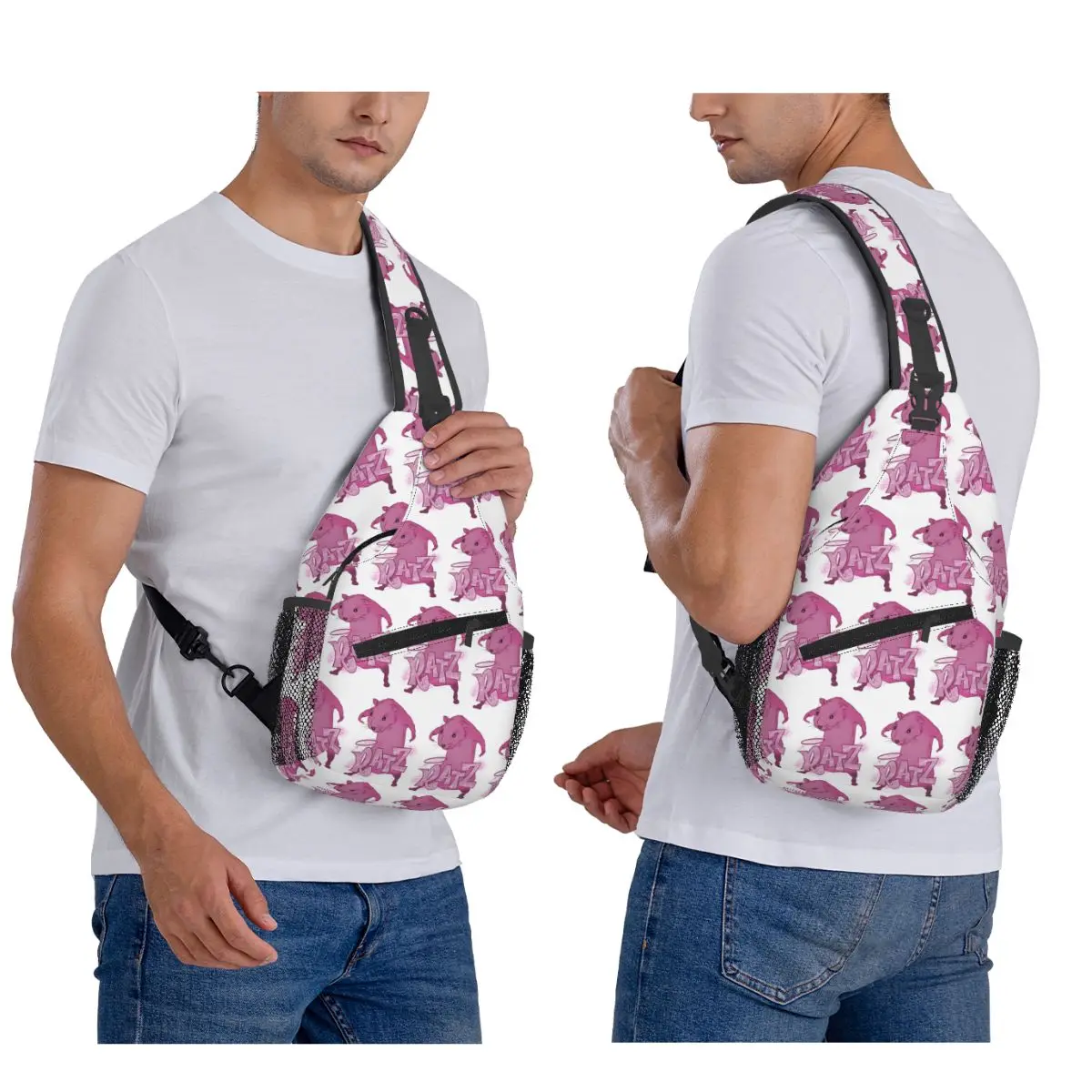 RATZs PINK MOUSE Merch Chest Bag Men Sling Crossbody Backpack Chest Bag Travel Hiking Daypack Shoulder Bag