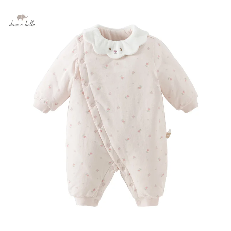 Dave Bella Baby Jumpsuit Newborn Creeper 2024 New Autumn winter Girl's Romper Casual Cotton Floral Comfortable Cute DB4242960