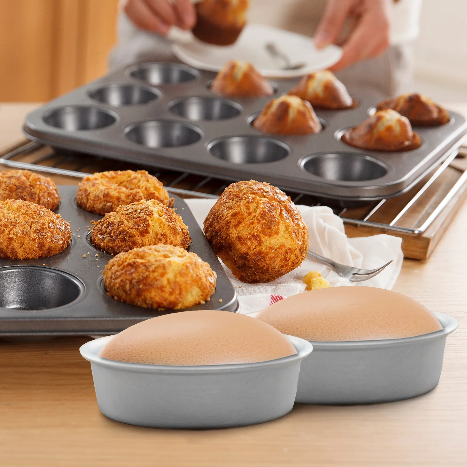 

Cheese Tins Mold Set Mini Flan Molds for Baking Non-Stick Loaf Pans Easy Cleaning Small Cake Molds Home Kitchen Use