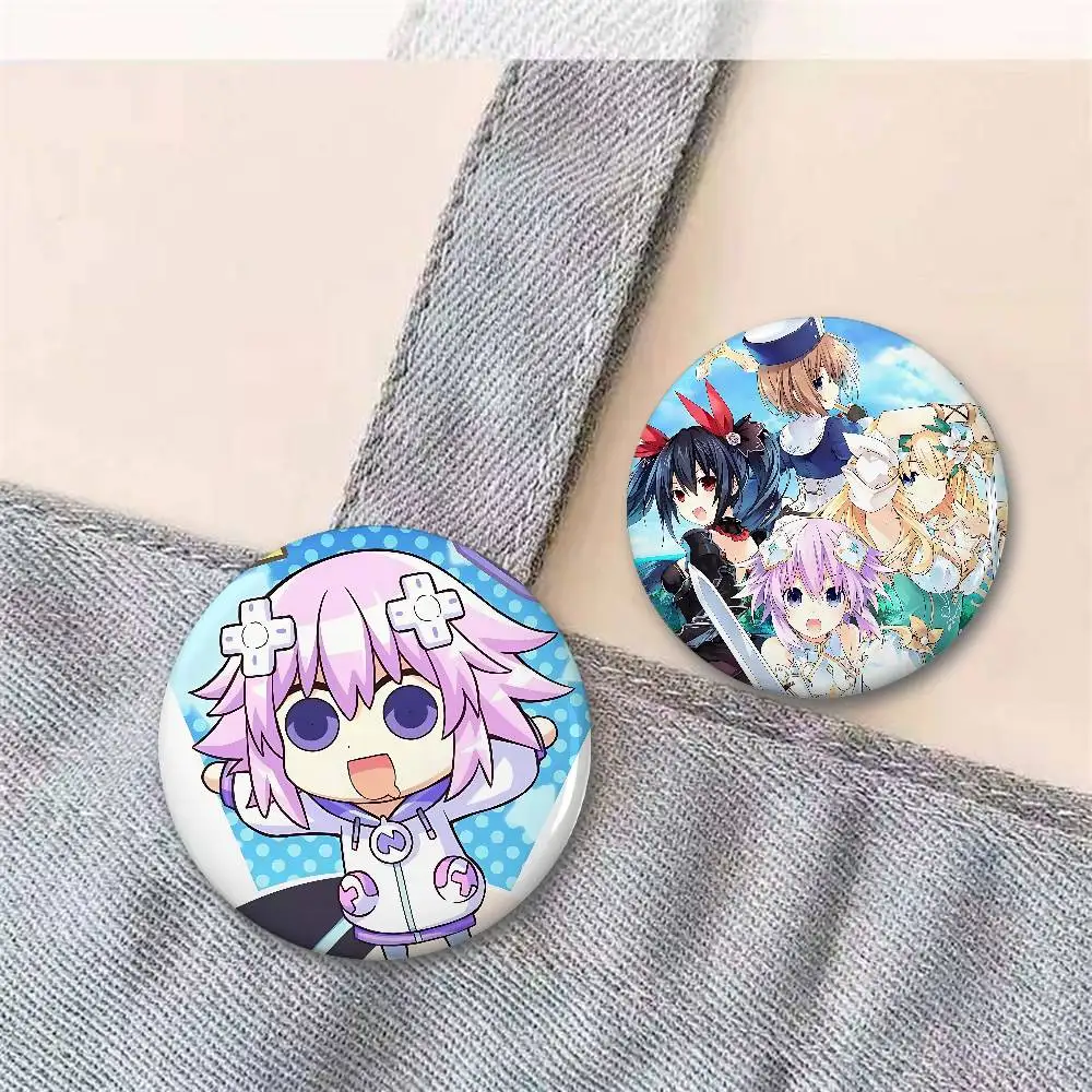 Hyperdimension N-Neptunia Badges Creative Tinplate Button PinsBrooch Creative Quotes Badge Clothes Gift For Kids Friends