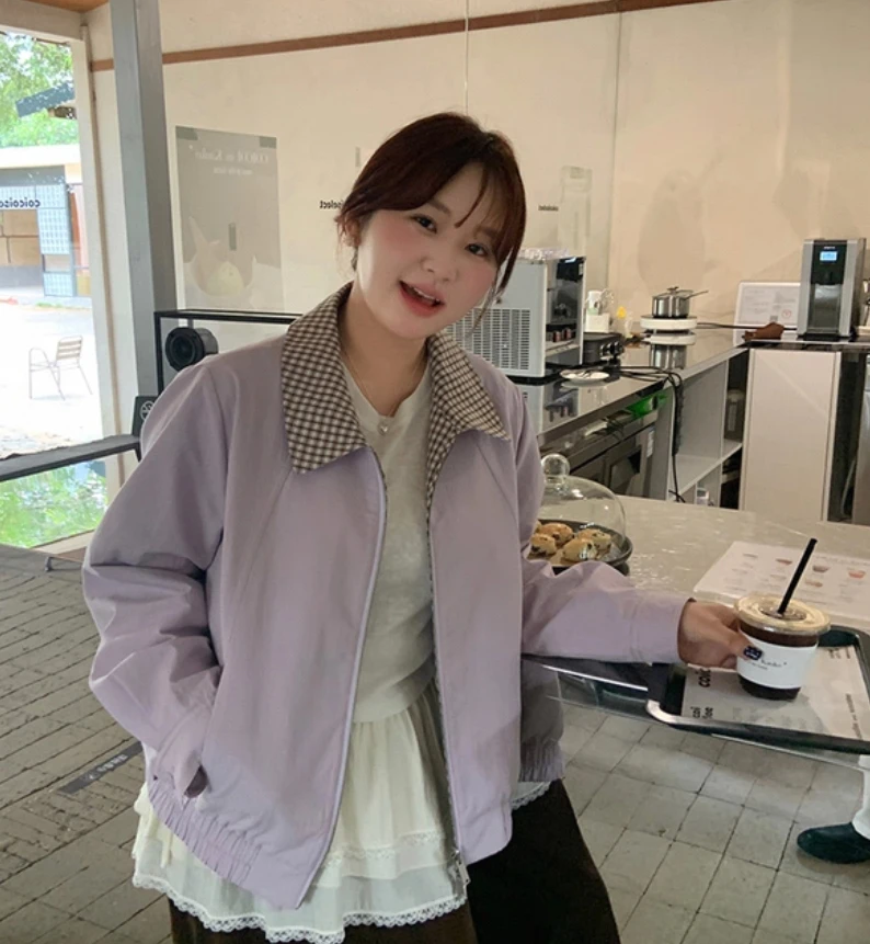 Giubbotti bomber Giacca da donna Marrone Autunno Pelle scamosciata Color-Splicing Pannelli Coulisse Pendolarismo Urbano Elastico regolabile Minimalista