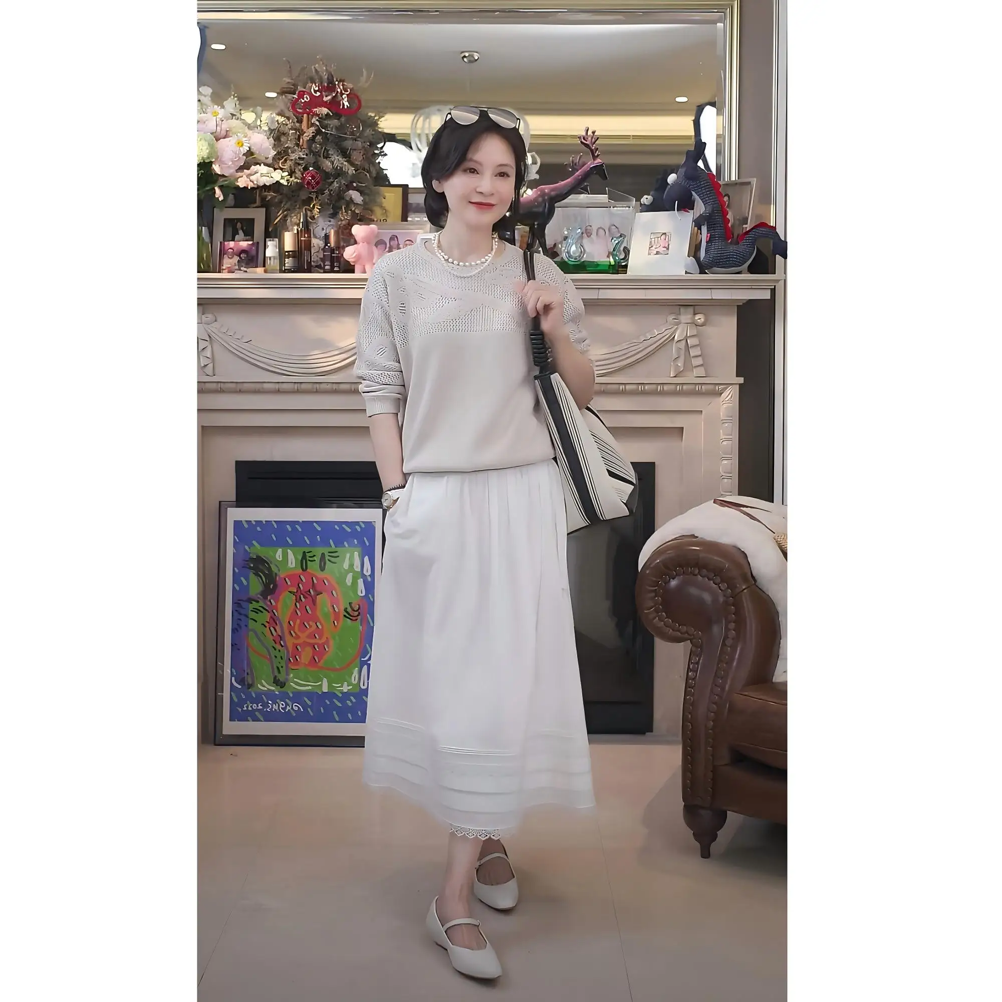 

Spring Summer Knitted irt Embroidered Hollow out hine Woven Tee Source Color Cotton Taiwan Paper Island Precision Need...