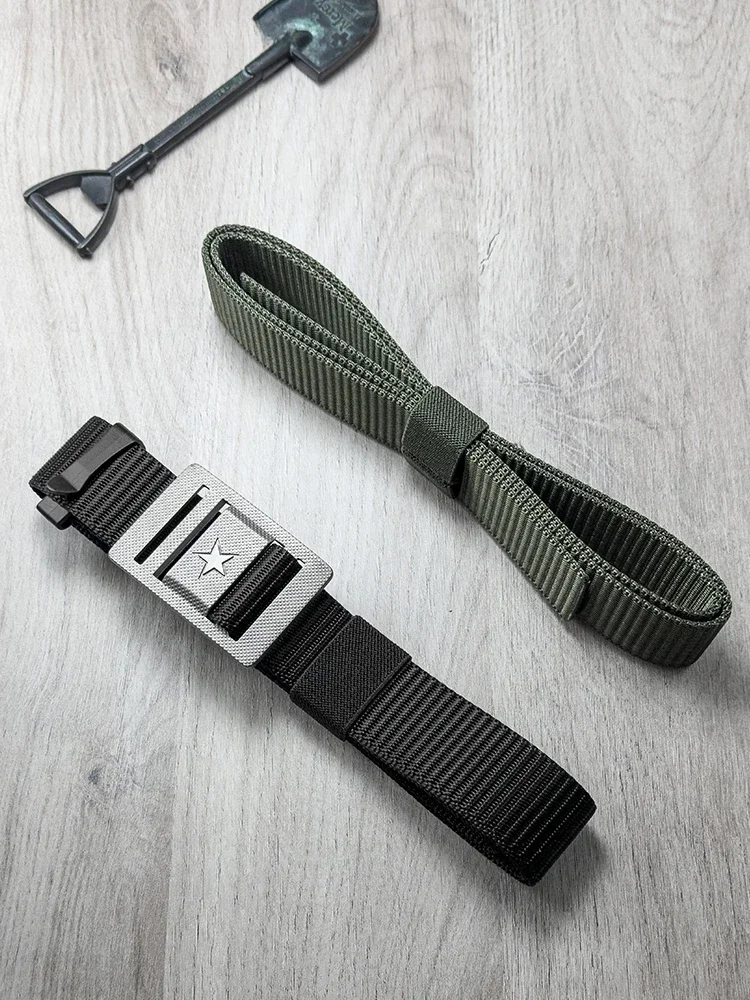 Fashion 35mm Pure Titanium Belt Woven Metal Buckle Men Women Nylon Canvas Training Armed Belt Military Training Tactical Belts