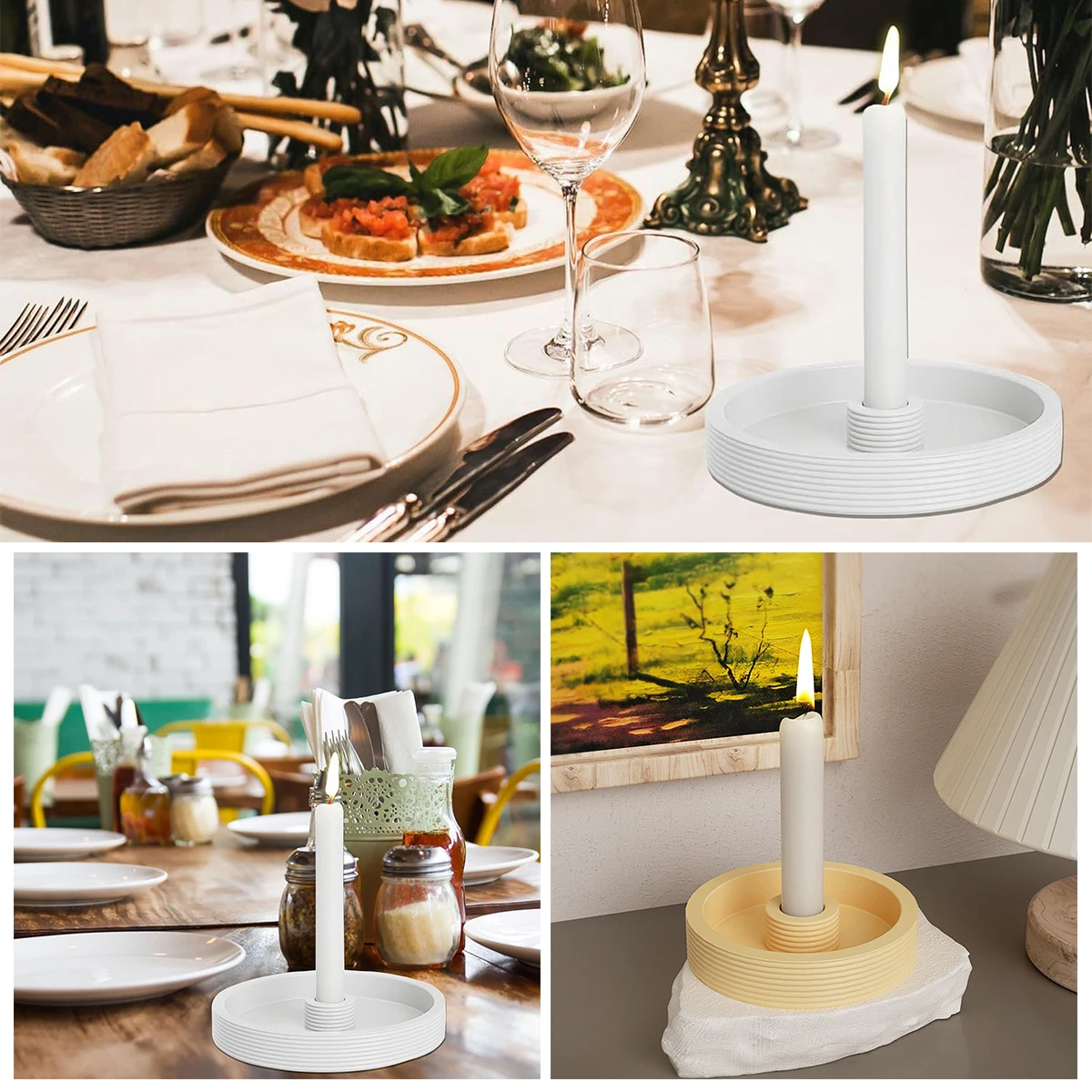 Creative Retro Candlestick Silicone Candlestick Cone Candlestick With Handle Desktop Wedding Party Decoration