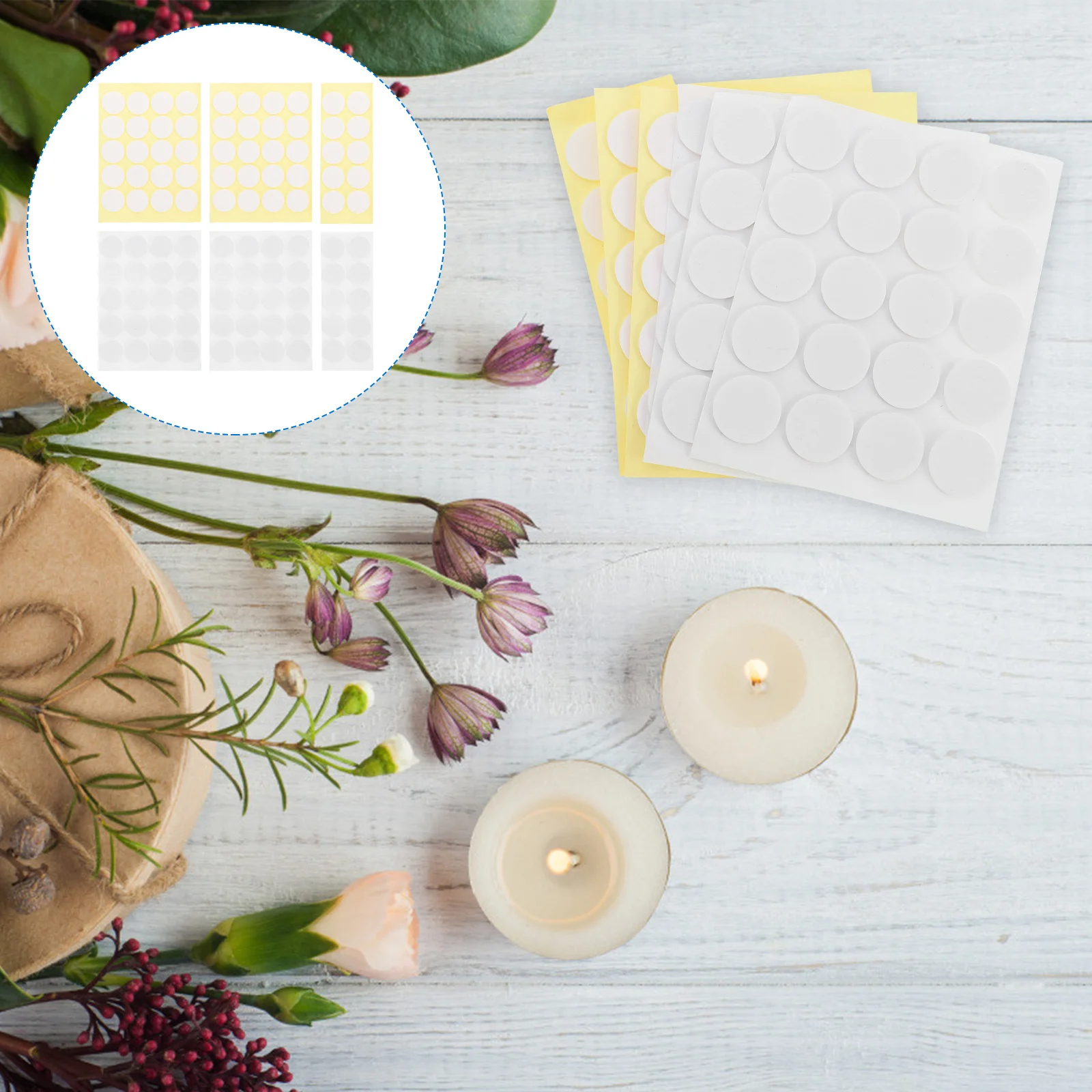 

100Pcs Wick Sticker Foam Double Sided Tape Strong Adhesion for Soy Beeswax Coconut Wax Container Candles