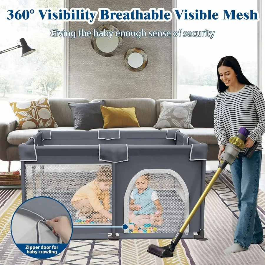 Cercadinho para bebês com tapete, quintal com tapete para brincar, cercadinho para crianças pequenas com bolsa, centro de atividades internas e externas 50x50