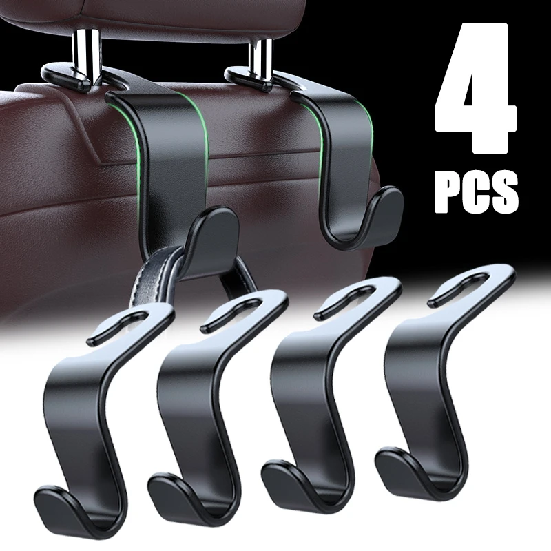 

4Pcs New Car Seat Headrest Hook Load 20kg Auto Vehicle Back Seat Storage Hanger Organizer Holders Stand Car Accessories Interior