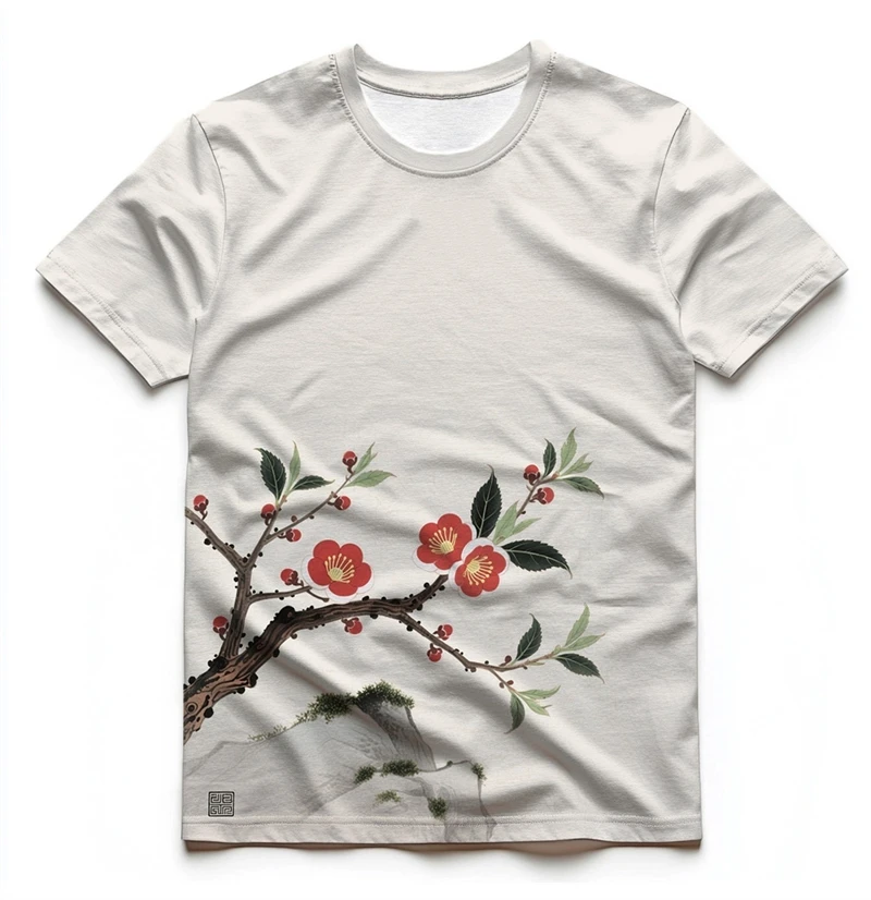 

Simple Fashion Floral Graphic T Shirts Summer Casual Short Sleeve 3D Flower Printed Unisex T-shirts Loose Breathable Tees Tops