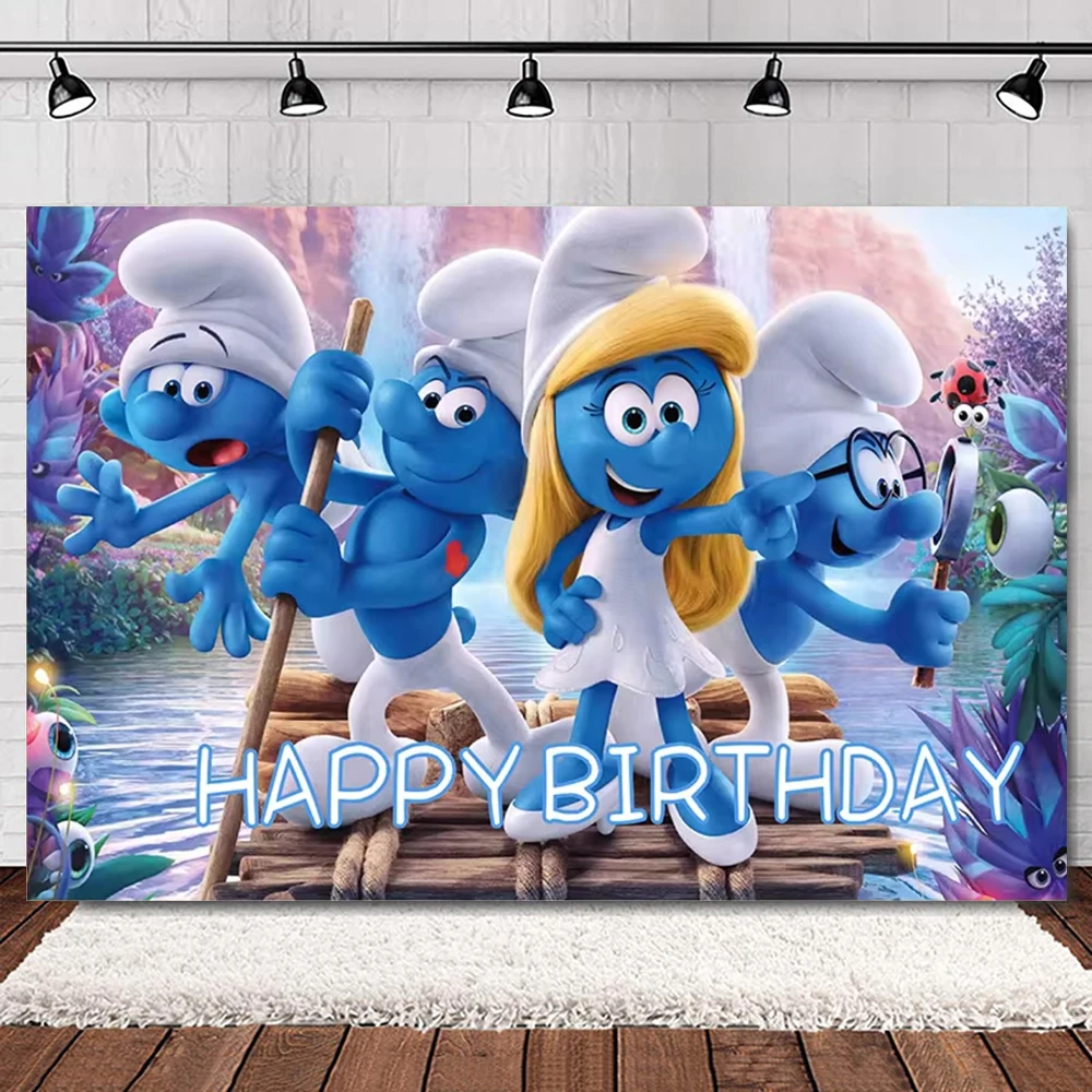 Las smurfs1 Chłopcy Dzieci Urodziny Party Dekoracja Balon Lateksowe Balony Baner Tło Tort Topper Baby Shower Banner ﻿