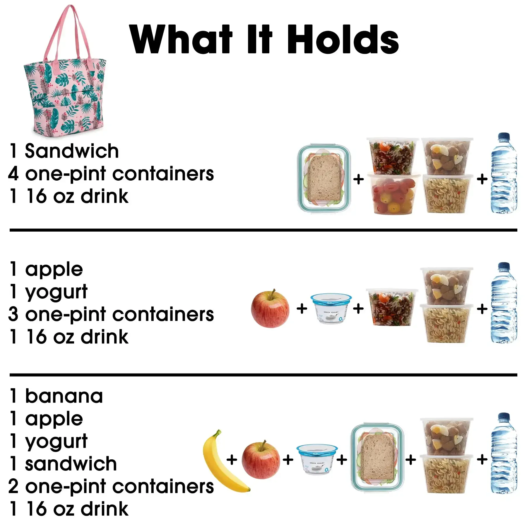 학교 및 직장용 여성용 Lola 절연 점심 토트 백, 팜 리프