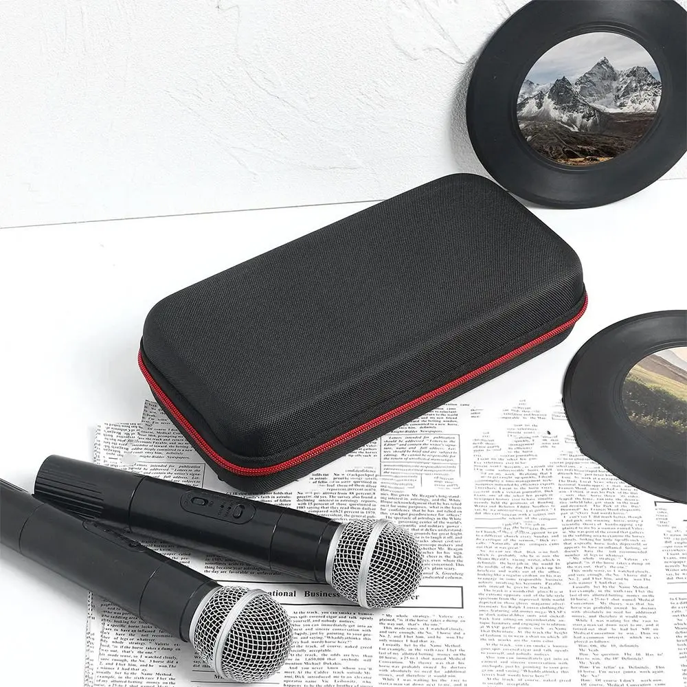 

Shockproof Microphone Carry Bag Drop Proof 1-to-2 Microphone Storage Bag Double Zipper Mesh Pocket Wireless Microphone Case