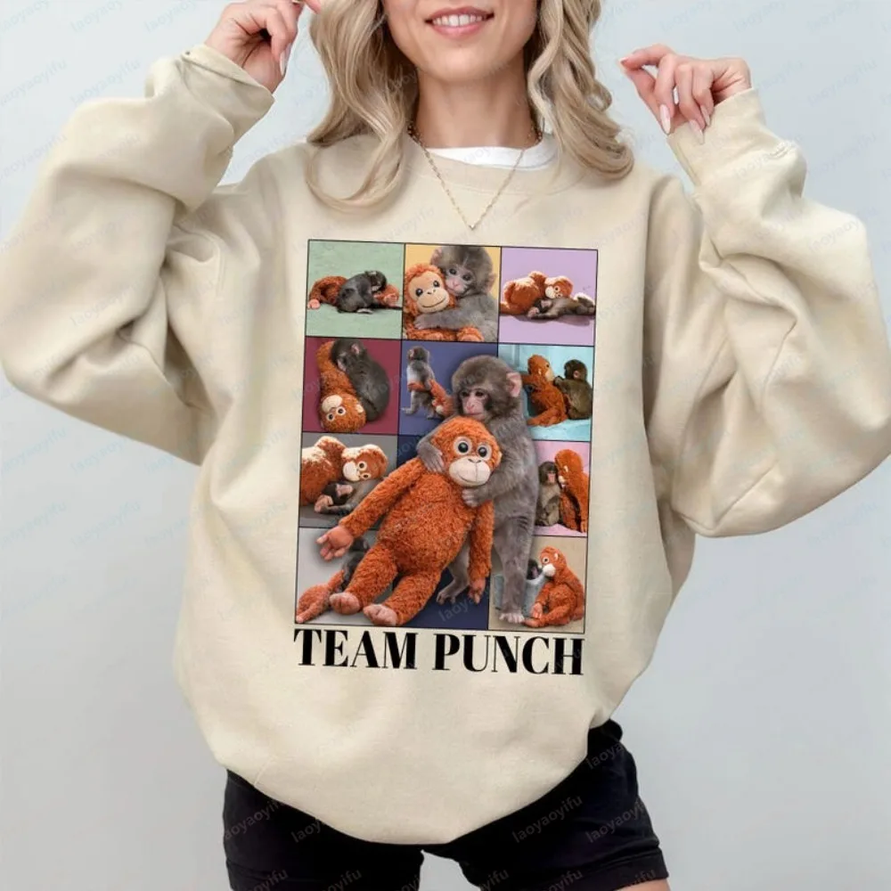

Свитер с принтом Monkey Punch Team: Вирусный дизайн с обезьянкой, женский, милый, юмористический, с изображением одинокой обезьяны, пуловер для любителей животных, мягкий, теплый топ, подарок