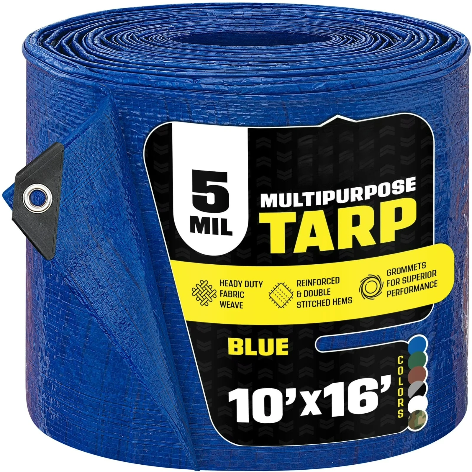 

10 ft. x 16 ft. Multi-Purpose Blue Poly Tarp Cover 5 Mil Thick Weave Material, Waterproof Material, Waterproof