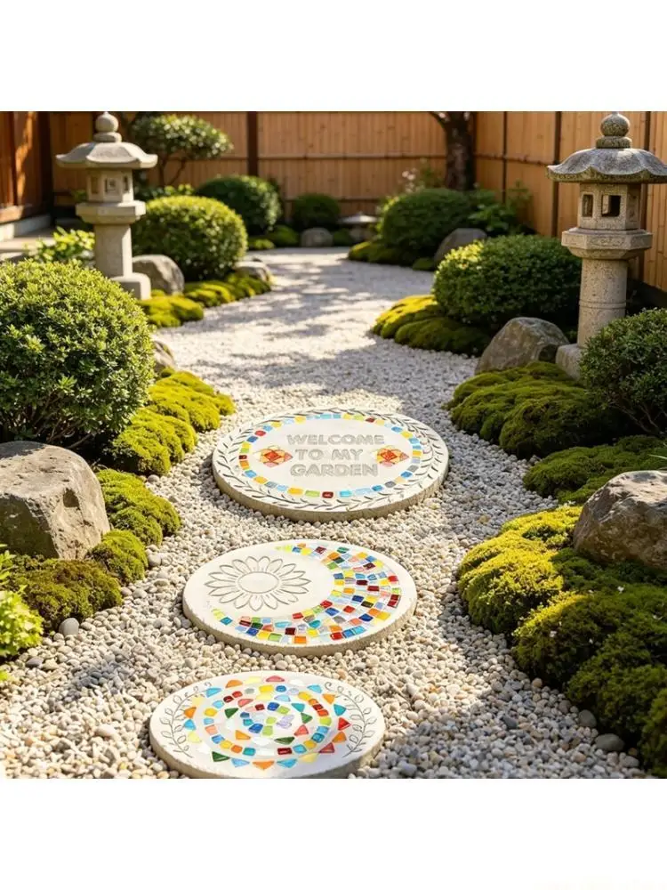 QX2E Creating Your Own Garden Stepping Stone Mold Set For Outdoor Walkway Paths Courtyards DIY Project Flower Bed Design With