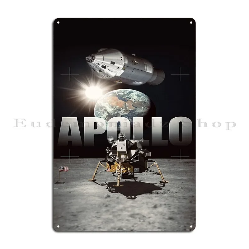 Apollo 11 Artwork Illustration Art Metal Plaque Printed Club Cinema Wall Plaque Garage Tin Sign Poster