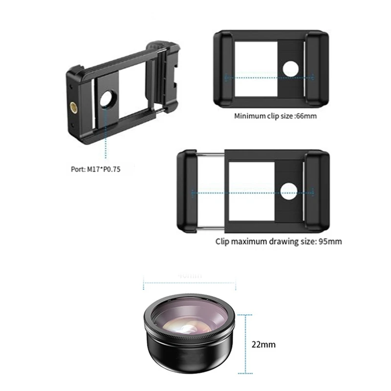 عدسة APEXEL سوداء مع عدسات صغيرة بمشبك عالمي لمرشح CPL لهواتف آيفون/سامسونج/جميع الهواتف الذكية