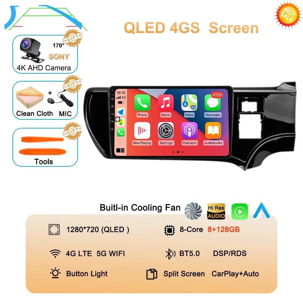 Android 16 For Toyota Aqua Prius C 2011-2017 Carplay 4G WIFI Car RadioNavigation GPS Multimedia Video Player 2Din DVD Stereo BT image 3