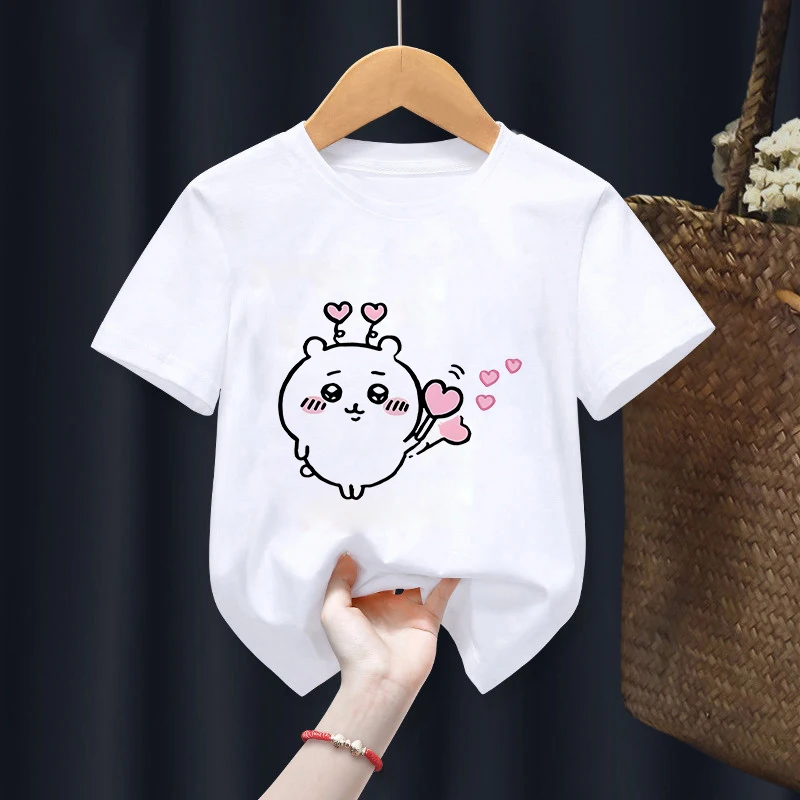 C-Chiikawas Children T-Shirt Kawaii Cartoons Kids Tee Shirts Anime Casual Clothes Boy Girl Tops Cute expression Short sleeved