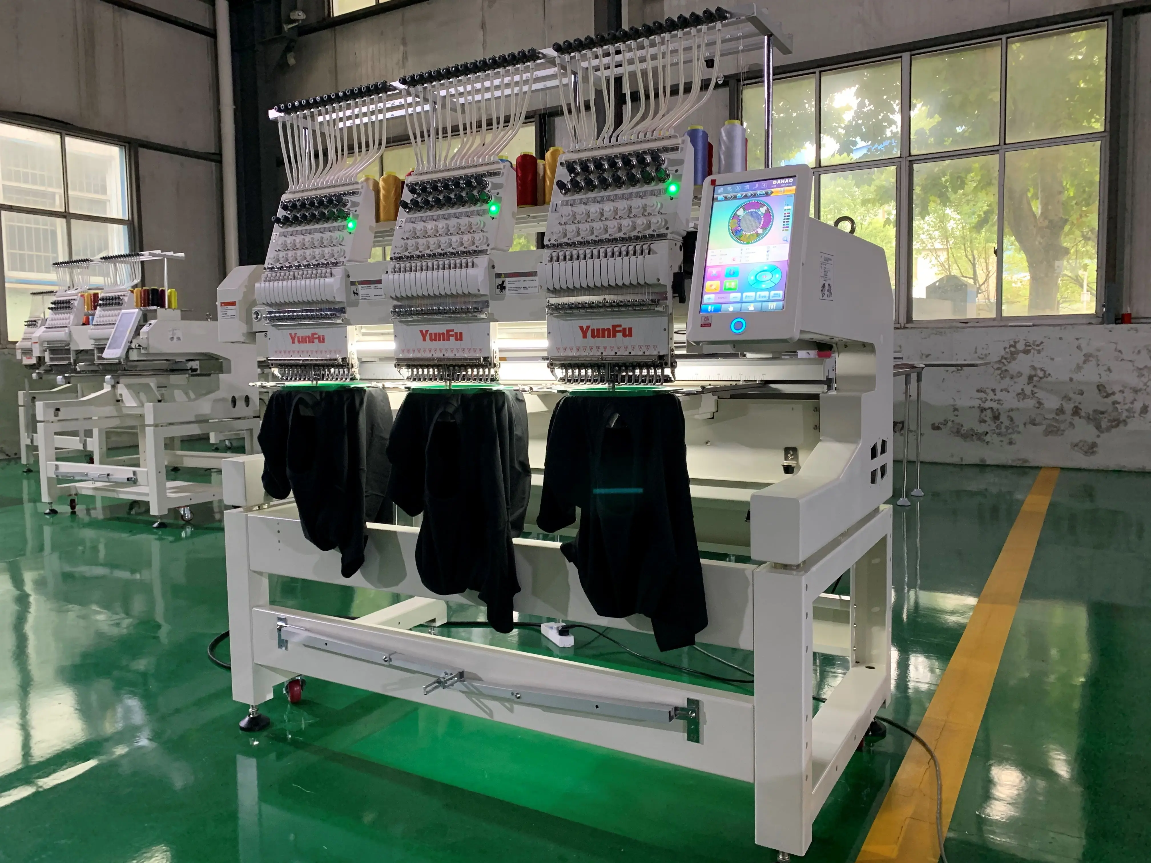 Professional 12/15 Needle 3 Head Embroidery Machine for Flat & Cap Embroidery
