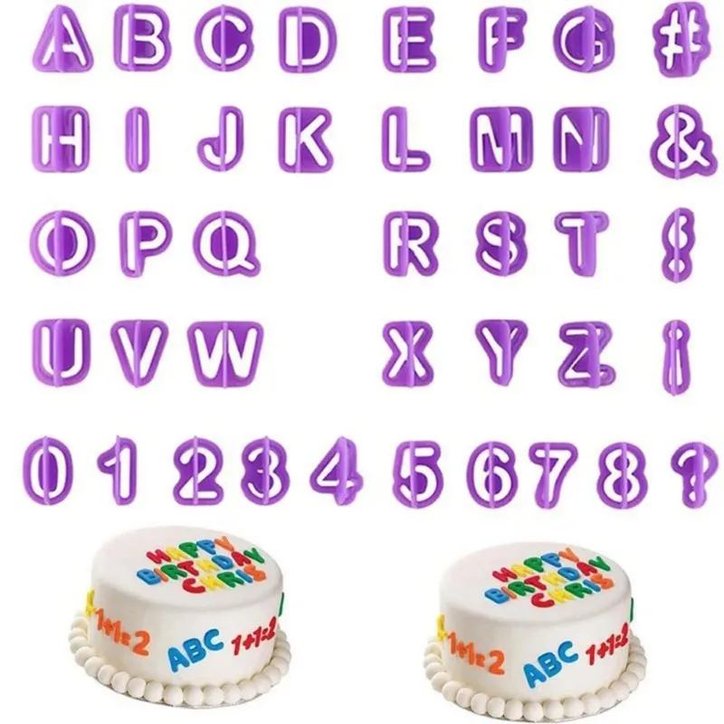40pcs/set Alphabet Cake Molds Figure Plastic Letter Fondant Mold Cookie Cutter Number  Mould Baking Decorating Tools