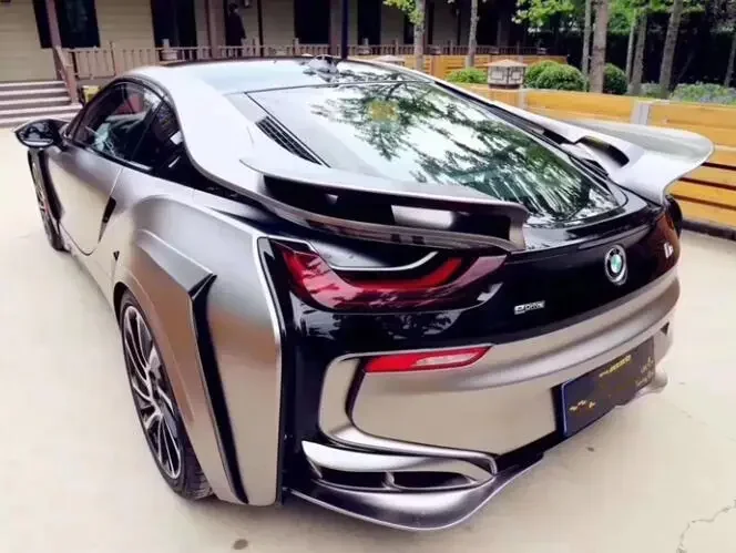 Engergy Style Real Carbon Fiber / FRP Car Rear Wing Trunk Lip Spoiler For BMW i8 2014 2015 2016 2017 2018 2019 2020 2021