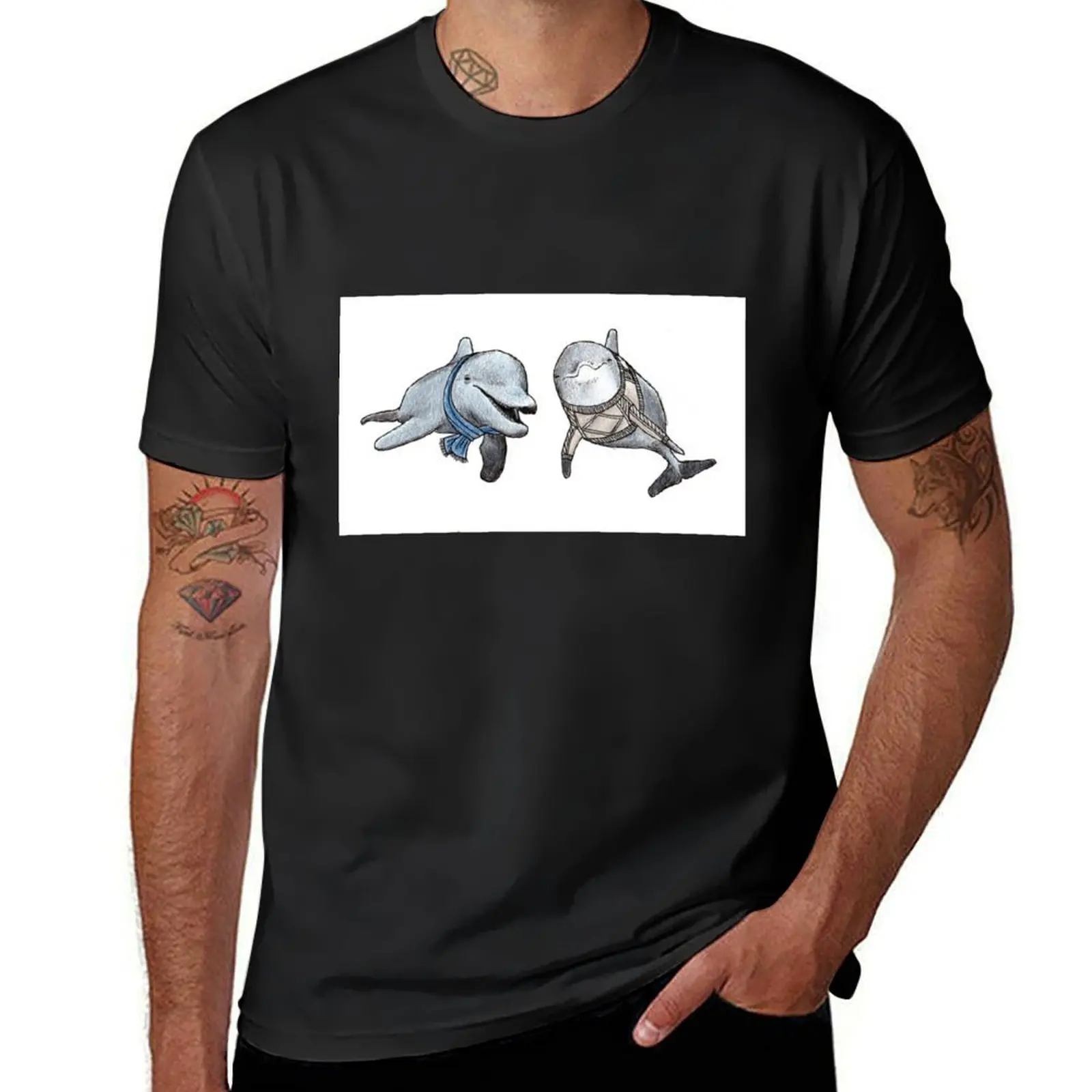 

Dolphins T-shirt summer tops for a boy plus sizes cute clothes mens cotton t shirts