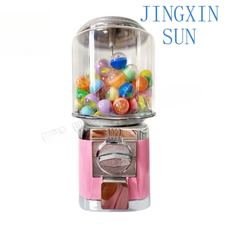 Juguete de cápsula de cilindro pequeño, bola elástica, chicle, dulces, venta de máquina de chicle rosa