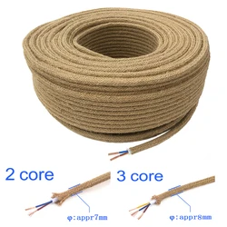 2 Core 3 Core Vintage Electrical Wire Hemp Rope  Wire Twisted Cable Braided Flexible Retro Pendant Light  Edison Bulb Lamp Cord