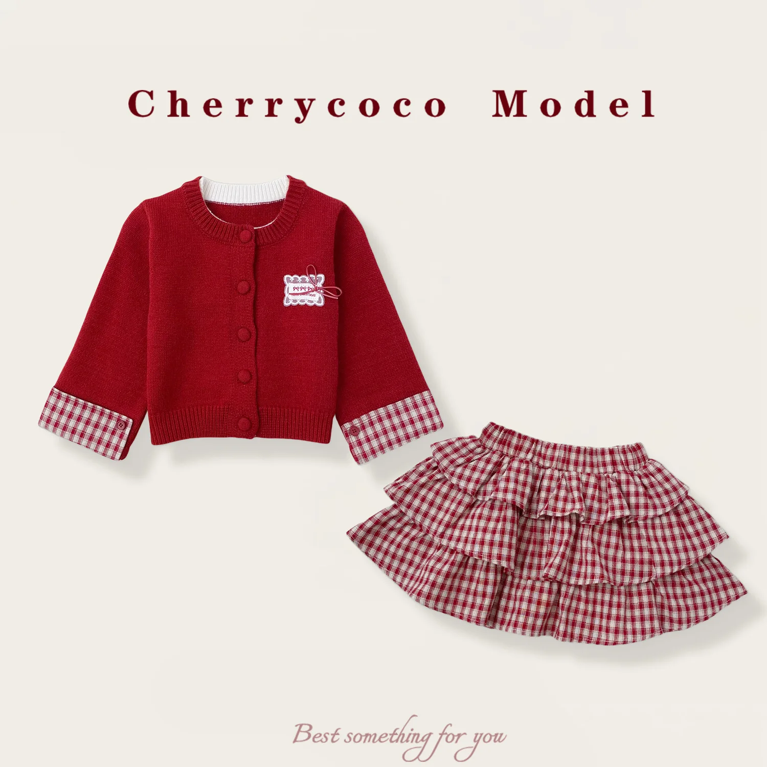 

Girls' Set Autumn and Winter New Item for Baby Girls MIU Series Knitted Cardigan Princess Skirt Two-piece Set Fashionable