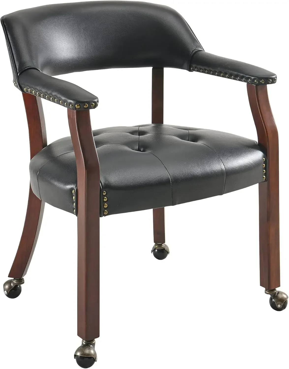 Large Dining Chairs with Casters and Arms, Rolling Dining Chairs with Wheels, Accent Game Chairs Boss Caption's Chairs, 26