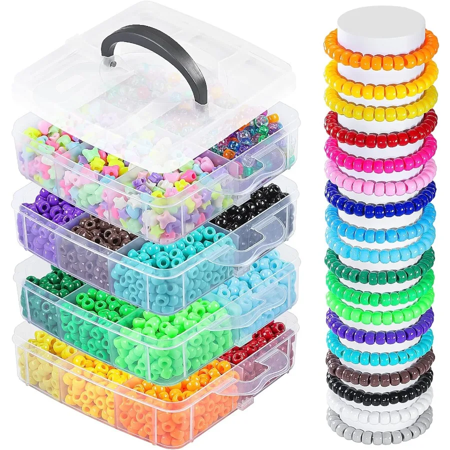 

4800 шт., бусины «Пони», 24 цвета, бусины «Пони», оптом для изготовления браслетов, пластиковые бусины для изготовления ювелирных изделий, сделай сам, плетение волос 6x9