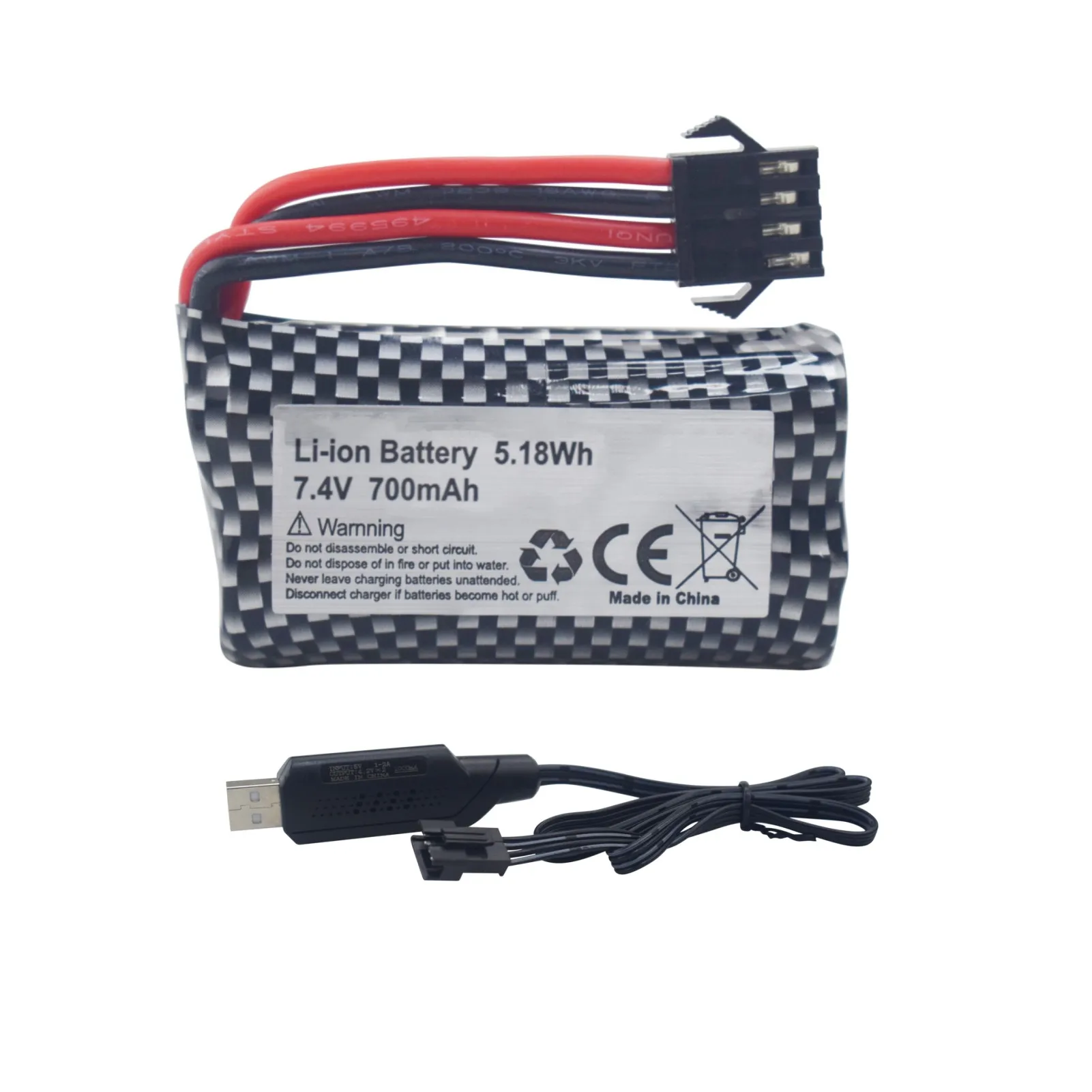 7.4V 700mAh LiPo Battery With USB Charging Cable For HJ812 HJ811 RC Ship,High-Speed Electric Fast Boat Battery With SM-4P Plug