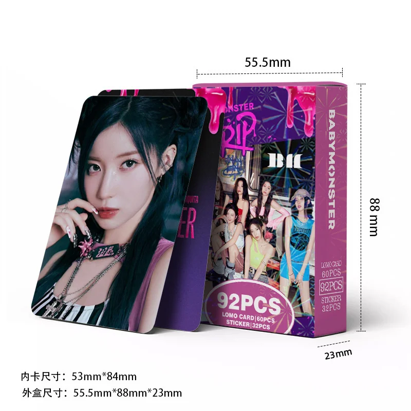 92pcs/set Babymonster New Album LOMO Card DRIP Postcard AHYEON RUKA ASA RORA PHARITA Beautiful Photo Card Fan Collection Gift