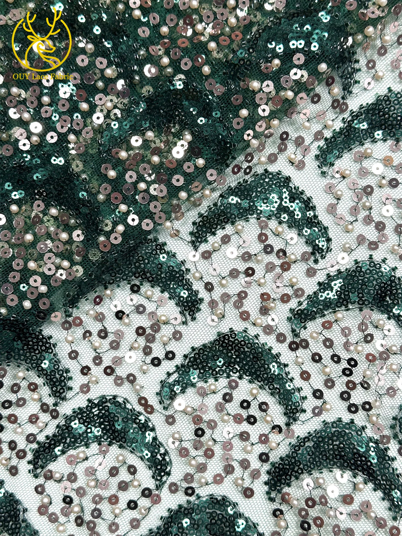 2026 Afrikanischer Pailletten-Spitzenstoff 5 Yards Hochwertiger Nigerianischer Perlen-Tüll-Spitzenstoff Geeignet für Hochzeitskleider-Näharbeiten – Detail 23