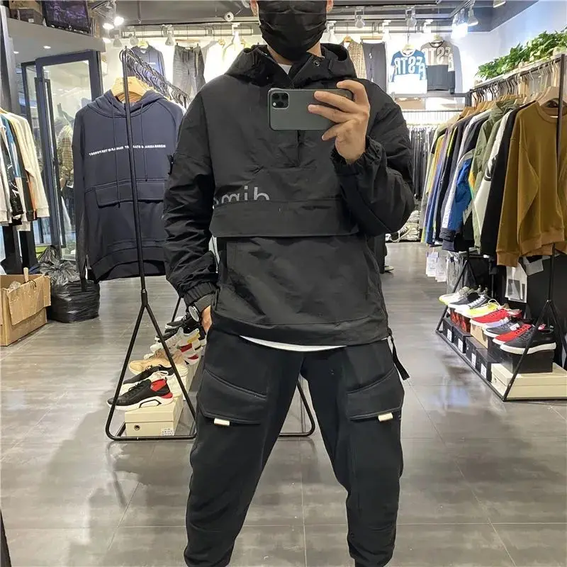 American Vintage Zipper Hoodie Sweatshirt Pockets Long Sleeve Hooded Pullover Loose Streetwear Outerwear Luxury Brand New