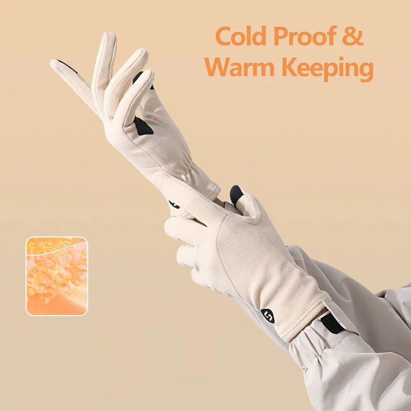 Women's Winter Ski Gloves Touch Screen Compatible with German Velvet Inner Lining Windproof Resistant Anti-Slip  Cycling Sports