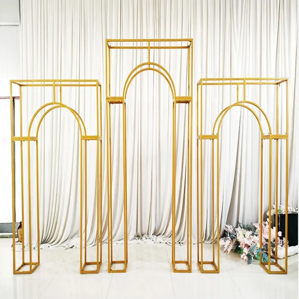 

3pcs)Wedding Arch painted white/sliver/black/ Gold Metal Arch Door Metal Wedding Decoration Stainless Steel Wedding Backdrop