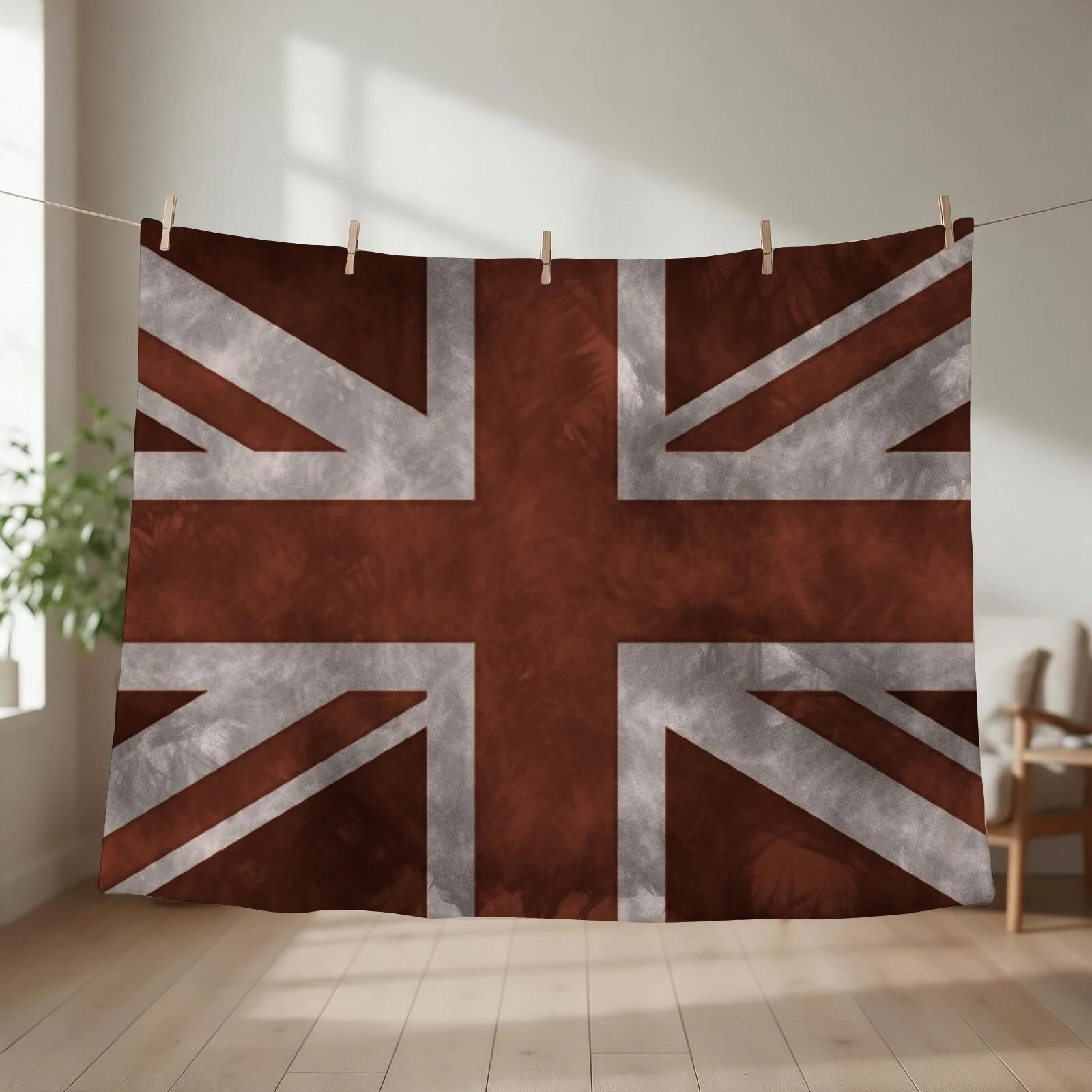 Red Distressed Union Jack Throw Blanket Hair decorative Luxury Throw Thins Blankets
