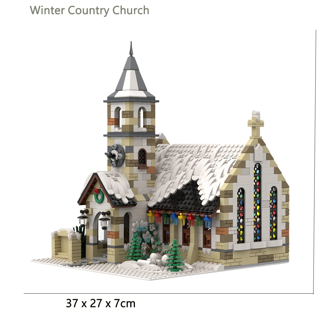 1771PCS MOC Winter Village Old Stone Church Architecture Building Blocks Assembly Toy Brick Children's Christmas Birthday Gifts