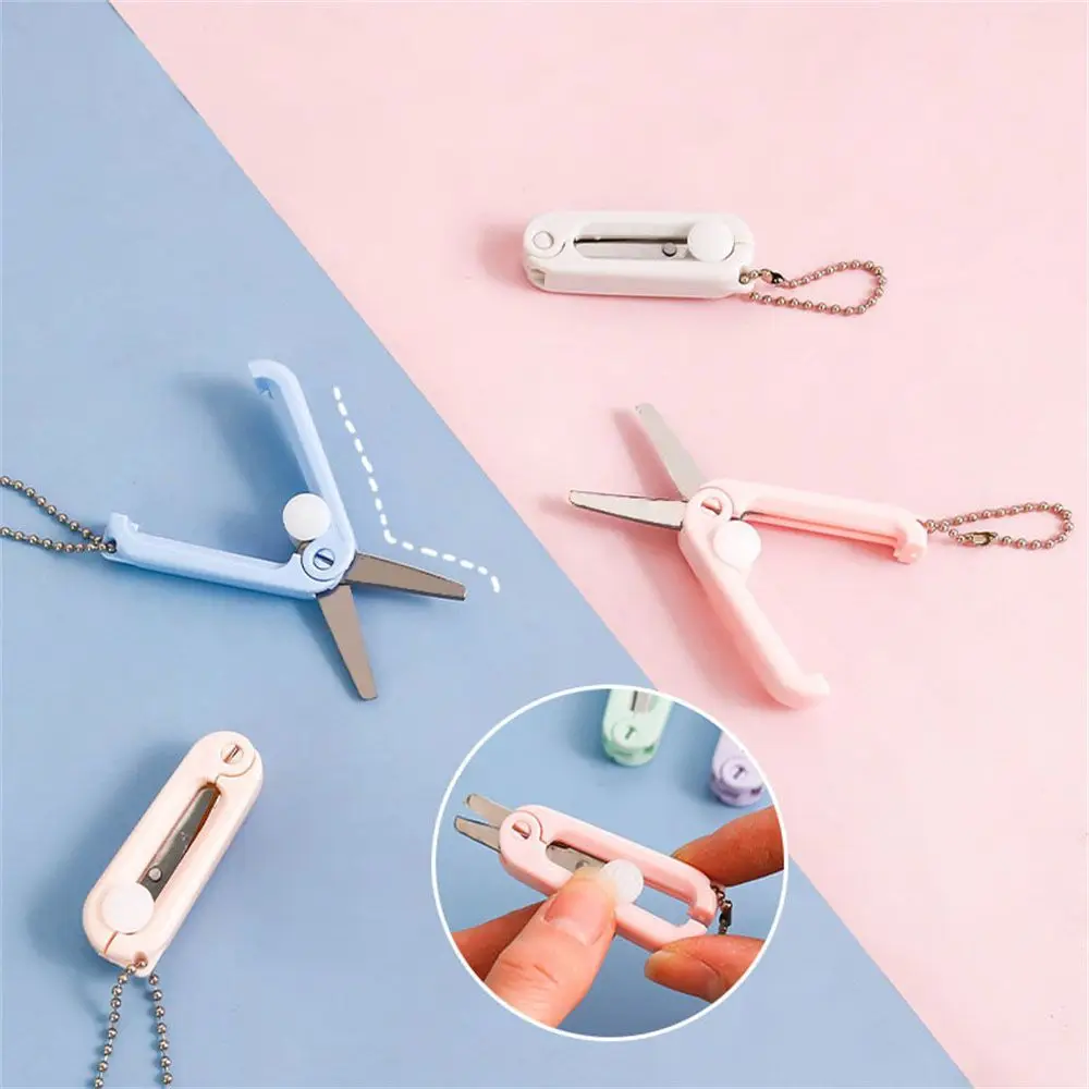 Mini portátil Folding Scissors, Morandi Simples Ferramenta de Arte de Corte de Papel, Criativo Estacionário, Escritório e Material Escolar