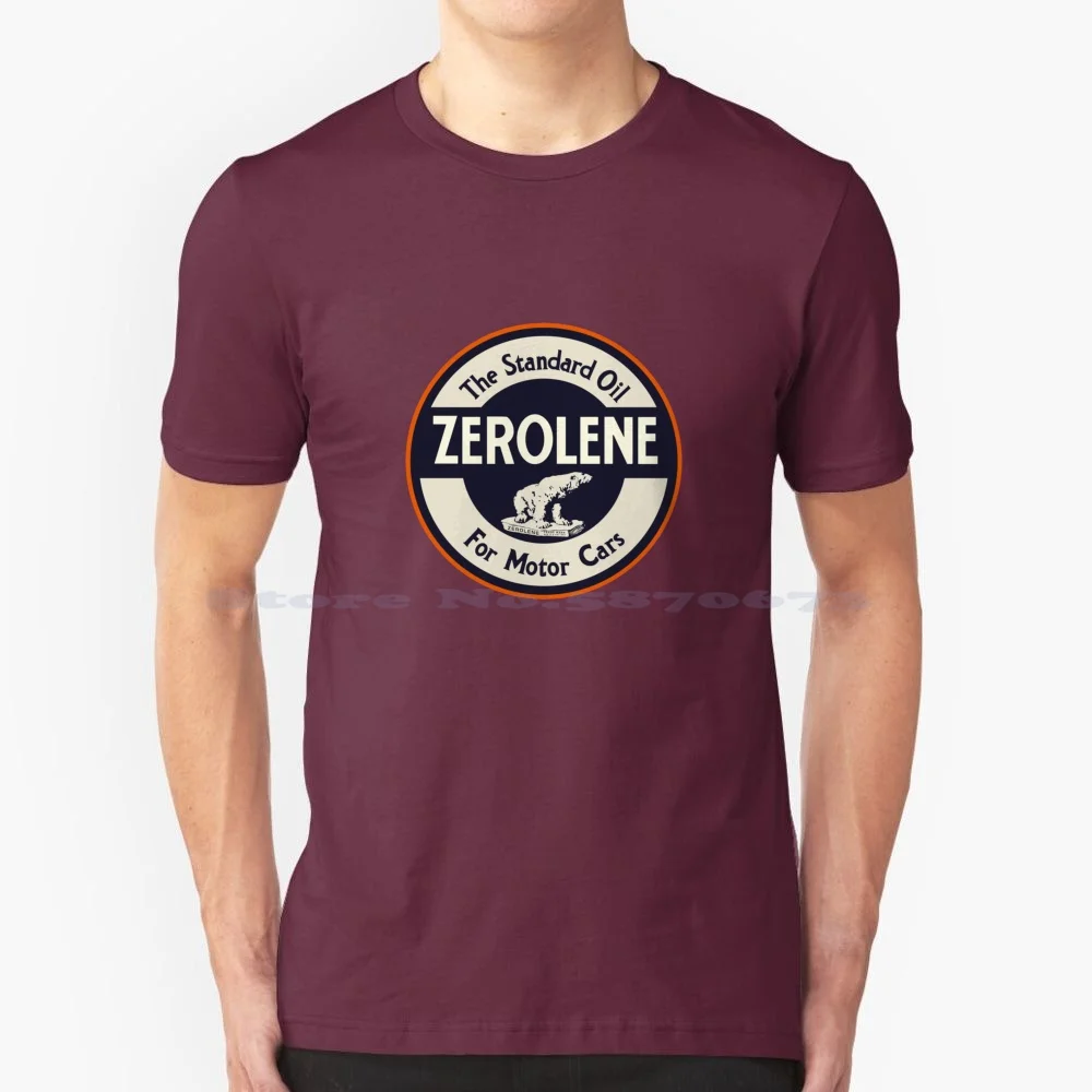 Zerolene Motor Oil Vintage Sign Reproduction T Shirt 100% Cotton Tee Zerolene Motoroil Standard Cars Porcelain Metal Sign