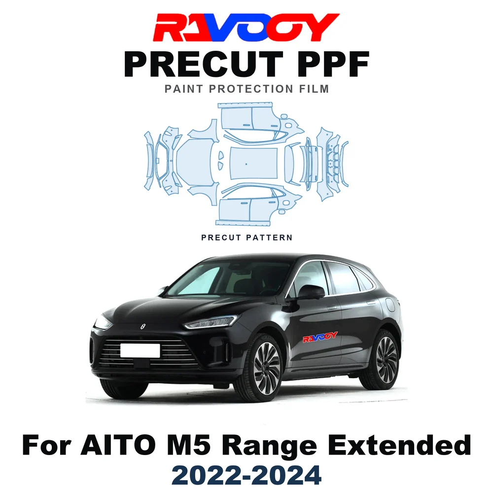 Precut PPF For AITO M5 Range Extended 2022-2024 8.5mil TPU Paint Protection Film Hood Bonnet Bumper Headlight Self-Healing Roof