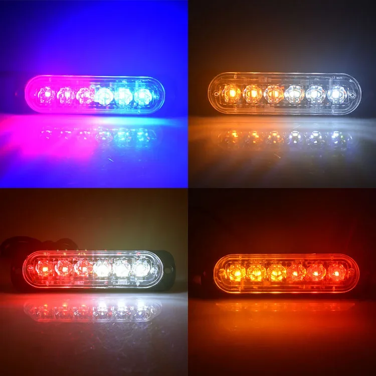 4pcs 12-24V Ultra Sottile Lampeggiante Emergenza Avvertimento Strobo Luci Luce - 4LEDS Flash Warning Light Bar - Auto Moto Truck-Ambra