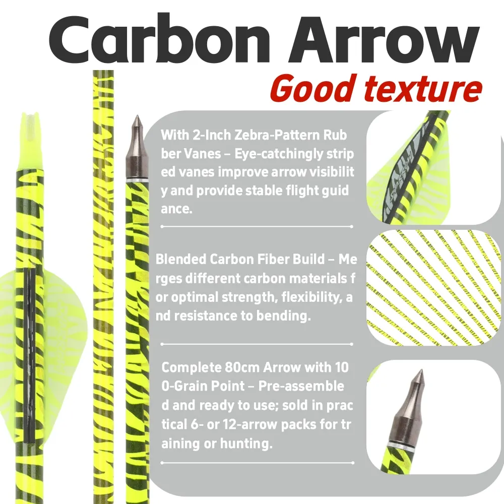 Flechas de carbono Spine 500 con plumas de goma para tiro con arco - imagen 5