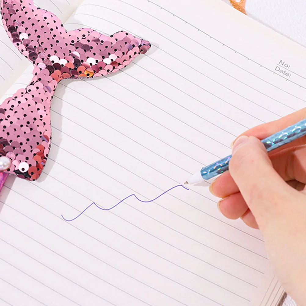 

6 шт., шариковая ручка с русалкой, чернильная ручка, гладкое письмо, удобная ручка для офиса, школы, креативные ручки с рисунком русалки