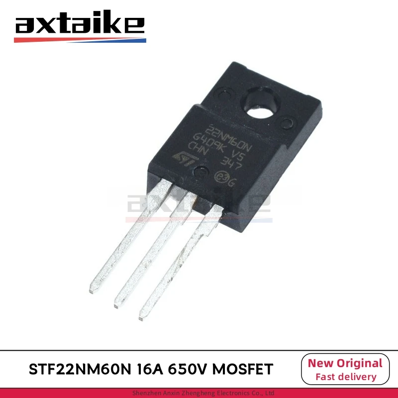 

5PCS STF22NM60N 22NM60N 16A 650V 0.2Ω FCPF22N60 TO-220F N−Channel Power MOSFET Transistors
