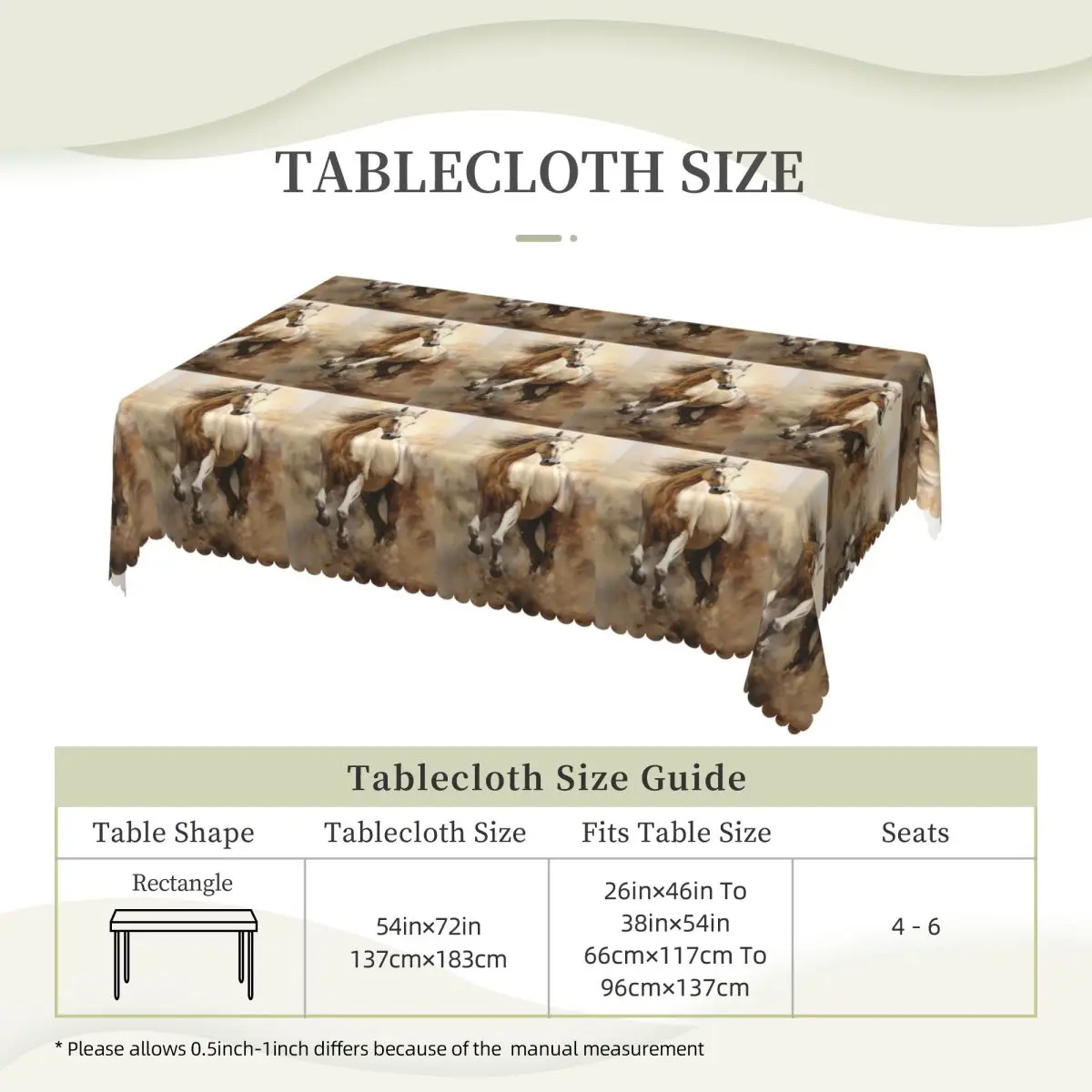 Horse Galloping In The Desert Illustration Custom Rectangular Tablecloth Waterproof Table Cover for Dining Events Table Cloth
