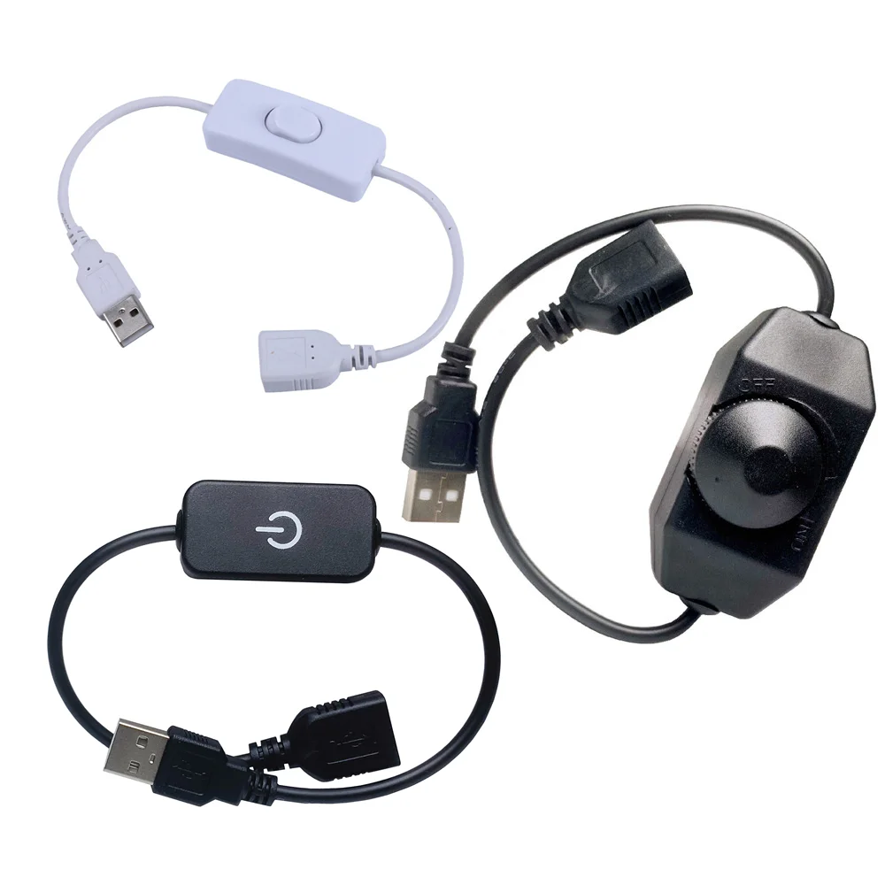 USB-кабель Новый 28 см USB 2.0 от мужчины до женщины удлинитель-удлинитель черный кабель с переключателем ON OFF, USB 5V сенсорный / регулятор диммера