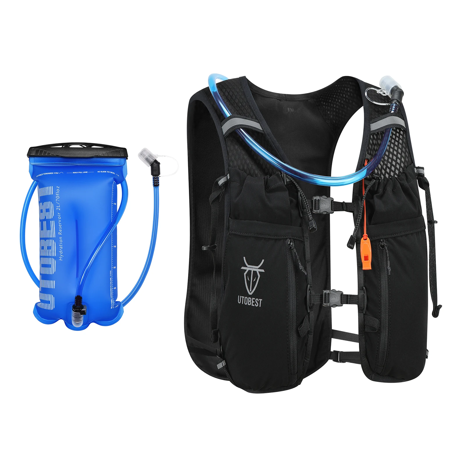 UTOBEST Trailrunning-Rucksack, 10 l, ultraleichte Trinkweste mit 2 l Wasserblase für Outdoor-Wandern, Radfahren, Marathon